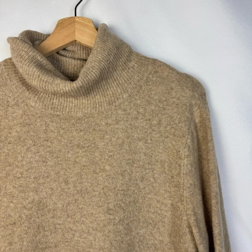J. Crew Camel Brown Button Turtleneck Soft Yarn Pullover Sweater S